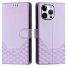 For iPhone 16 Pro Max Honeycomb Embossing RFID Leather Phone Case(Light Purple) - 2