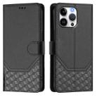 For iPhone 16 Pro Honeycomb Embossing RFID Leather Phone Case(Black) - 2