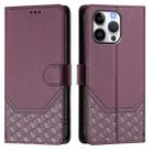 For iPhone 16 Pro Honeycomb Embossing RFID Leather Phone Case(Violet) - 2