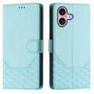 For iPhone 16 Plus Honeycomb Embossing RFID Leather Phone Case(Mint Green) - 2