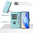 For iPhone 16 Plus Honeycomb Embossing RFID Leather Phone Case(Mint Green) - 3