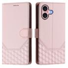 For iPhone 16 Plus Honeycomb Embossing RFID Leather Phone Case(Pink) - 2