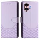 For iPhone 16 Plus Honeycomb Embossing RFID Leather Phone Case(Light Purple) - 2