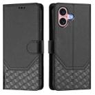 For iPhone 16 Honeycomb Embossing RFID Leather Phone Case(Black) - 2