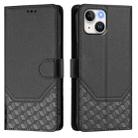 For iPhone 15 Plus Honeycomb Embossing RFID Leather Phone Case(Black) - 2