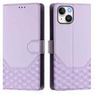 For iPhone 15 Plus Honeycomb Embossing RFID Leather Phone Case(Light Purple) - 2