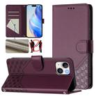 For iPhone 15 Plus Honeycomb Embossing RFID Leather Phone Case(Violet) - 1