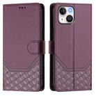 For iPhone 15 Plus Honeycomb Embossing RFID Leather Phone Case(Violet) - 2