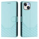 For iPhone 15 Honeycomb Embossing RFID Leather Phone Case(Mint Green) - 2