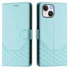 For iPhone 14 Plus Honeycomb Embossing RFID Leather Phone Case(Mint Green) - 2