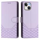 For iPhone 14 Plus Honeycomb Embossing RFID Leather Phone Case(Light Purple) - 2