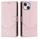 For iPhone 14 / 13 Honeycomb Embossing RFID Leather Phone Case(Pink) - 2