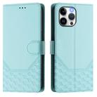 For iPhone 13 Pro Max Honeycomb Embossing RFID Leather Phone Case(Mint Green) - 2