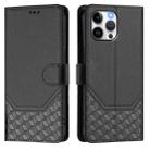 For iPhone 13 Pro Honeycomb Embossing RFID Leather Phone Case(Black) - 2