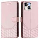 For iPhone 13 mini Honeycomb Embossing RFID Leather Phone Case(Pink) - 2