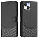 For iPhone 13 mini Honeycomb Embossing RFID Leather Phone Case(Black) - 2