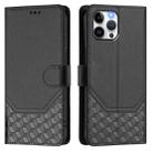 For iPhone 12 / 12 Pro Honeycomb Embossing RFID Leather Phone Case(Black) - 2