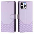 For iPhone 12 / 12 Pro Honeycomb Embossing RFID Leather Phone Case(Light Purple) - 2
