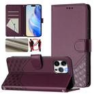 For iPhone 12 / 12 Pro Honeycomb Embossing RFID Leather Phone Case(Violet) - 1