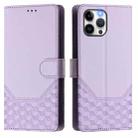 For iPhone 12 Pro Max Honeycomb Embossing RFID Leather Phone Case(Light Purple) - 2