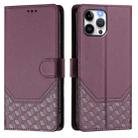 For iPhone 12 Pro Max Honeycomb Embossing RFID Leather Phone Case(Violet) - 2