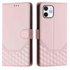 For iPhone 12 mini Honeycomb Embossing RFID Leather Phone Case(Pink) - 2