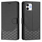 For iPhone 12 mini Honeycomb Embossing RFID Leather Phone Case(Black) - 2