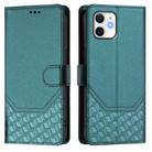 For iPhone 12 mini Honeycomb Embossing RFID Leather Phone Case(Peacock Green) - 2