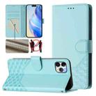 For iPhone 11 Pro Max Honeycomb Embossing RFID Leather Phone Case(Mint Green) - 1