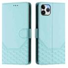 For iPhone 11 Pro Max Honeycomb Embossing RFID Leather Phone Case(Mint Green) - 2