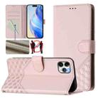 For iPhone 11 Pro Max Honeycomb Embossing RFID Leather Phone Case(Pink) - 1