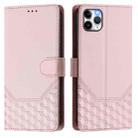 For iPhone 11 Pro Max Honeycomb Embossing RFID Leather Phone Case(Pink) - 2