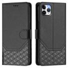 For iPhone 11 Pro Max Honeycomb Embossing RFID Leather Phone Case(Black) - 2