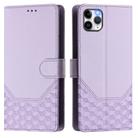 For iPhone 11 Pro Max Honeycomb Embossing RFID Leather Phone Case(Light Purple) - 2