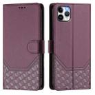 For iPhone 11 Pro Max Honeycomb Embossing RFID Leather Phone Case(Violet) - 2