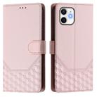 For iPhone 11 Honeycomb Embossing RFID Leather Phone Case(Pink) - 2