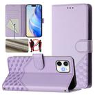 For iPhone 11 Honeycomb Embossing RFID Leather Phone Case(Light Purple) - 1