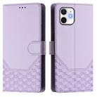 For iPhone 11 Honeycomb Embossing RFID Leather Phone Case(Light Purple) - 2