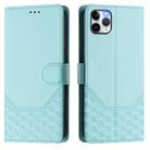 For iPhone 11 Pro Honeycomb Embossing RFID Leather Phone Case(Mint Green) - 2