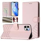 For iPhone 11 Pro Honeycomb Embossing RFID Leather Phone Case(Pink) - 1