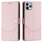 For iPhone 11 Pro Honeycomb Embossing RFID Leather Phone Case(Pink) - 2