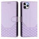 For iPhone 11 Pro Honeycomb Embossing RFID Leather Phone Case(Light Purple) - 2