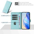 For iPhone X / XS Honeycomb Embossing RFID Leather Phone Case(Mint Green) - 3