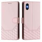 For iPhone X / XS Honeycomb Embossing RFID Leather Phone Case(Pink) - 2