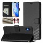 For iPhone X / XS Honeycomb Embossing RFID Leather Phone Case(Black) - 1