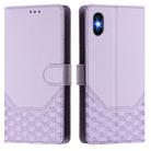 For iPhone X / XS Honeycomb Embossing RFID Leather Phone Case(Light Purple) - 2