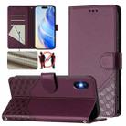 For iPhone X / XS Honeycomb Embossing RFID Leather Phone Case(Violet) - 1