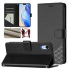 For iPhone XR Honeycomb Embossing RFID Leather Phone Case(Black) - 1