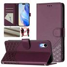 For iPhone XR Honeycomb Embossing RFID Leather Phone Case(Violet) - 1