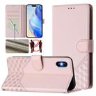 For iPhone XS Max Honeycomb Embossing RFID Leather Phone Case(Pink) - 1